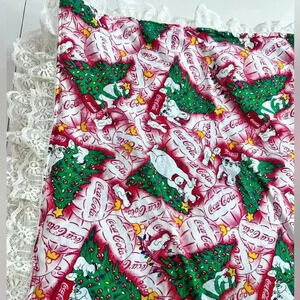 Vintage Coca‎ Cola Christmas Bear Handmade Blanket Unique Gift